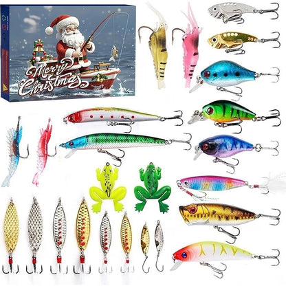 Christmas Fishing Tackle Gift Box 24 Days of Christmas Countdown Calendar Advent Calendar Fishing Bait for Fisher Adult Men Boys